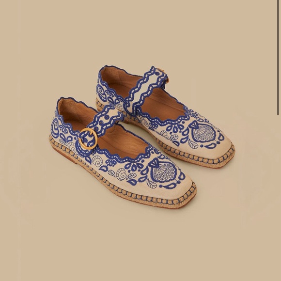 Farm Rio Blue Richelieu Ballerina Flats BNWT Sz 36/6 fits like a sz 5 - Picture 1 of 4